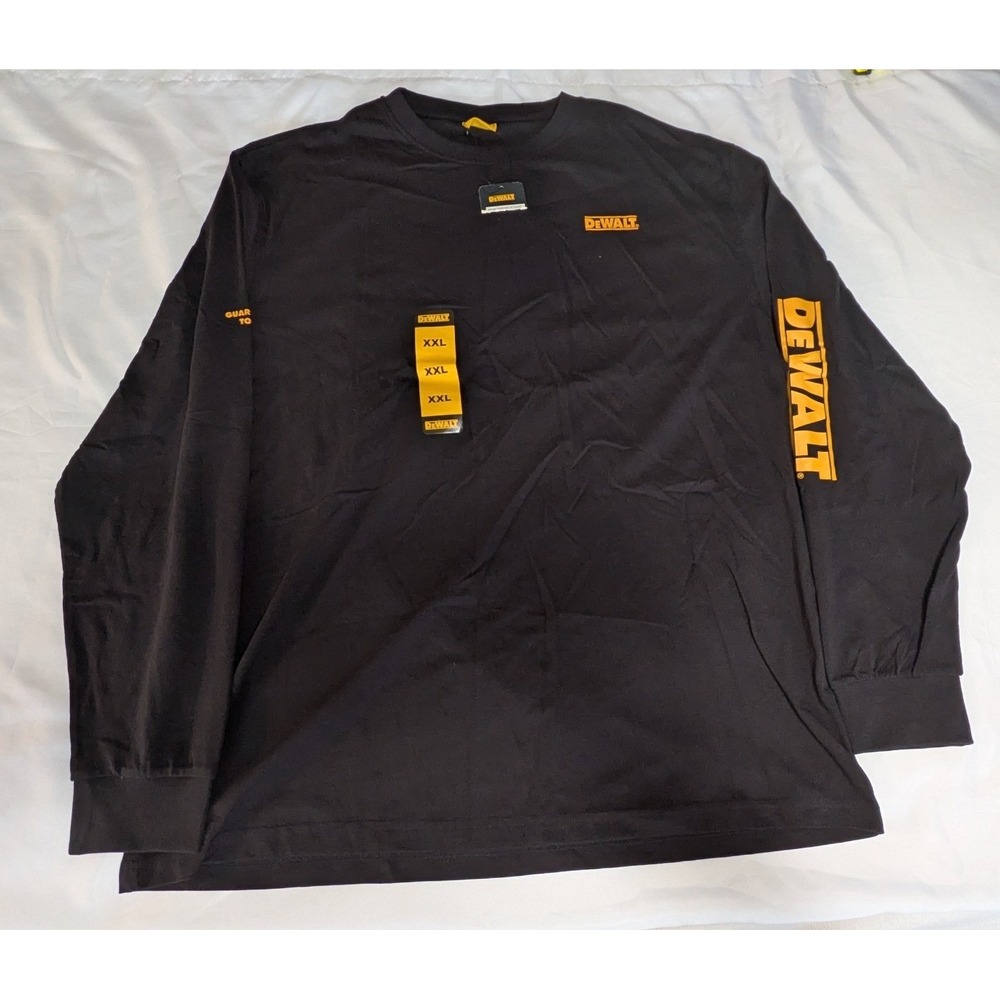 DeWalt Long Sleeve T-Shirt Mens XXL Black New Graphic Workwear Logo Shirt